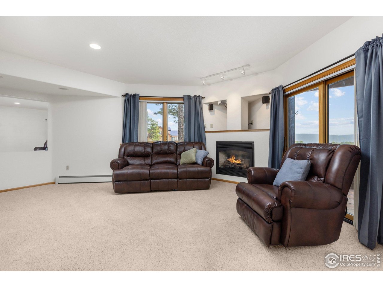 1117 Rock Lake Road Ward, CO 80481 - Photo 26 of 40 a living room with furniture window and a fireplace