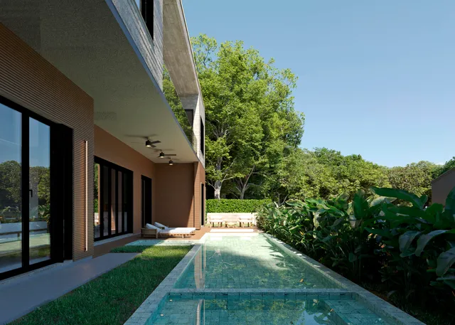 a house view with a garden space