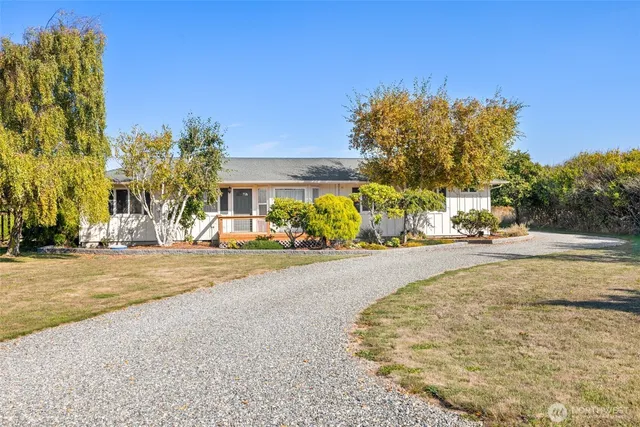 a view of a street with a building in the background