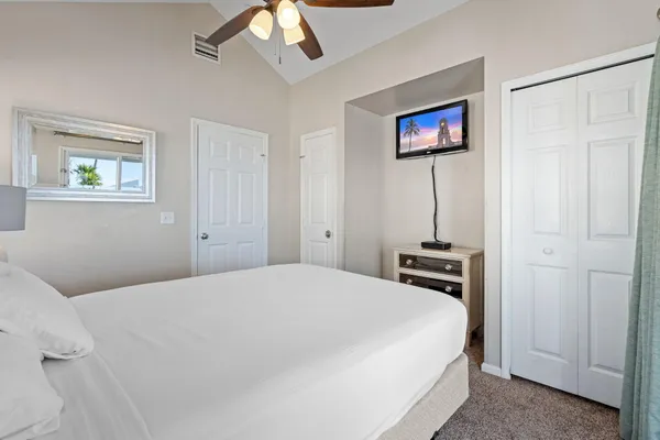 a view of a porch with wooden floor