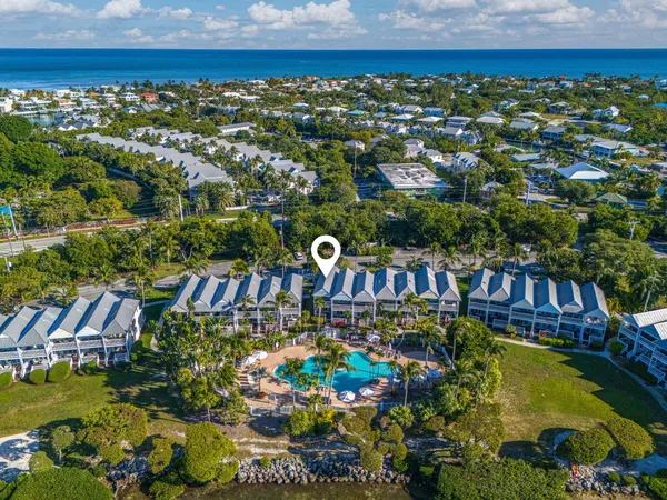 a view of a city with a lake