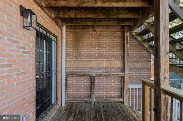 a view of wooden balcony