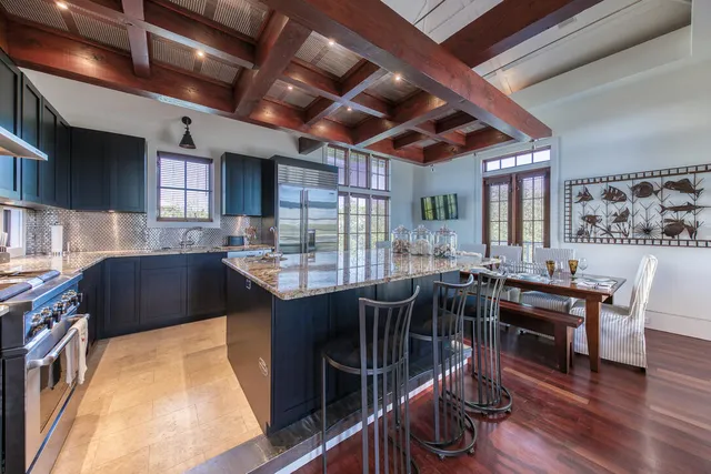 a kitchen with lots of counter top space
