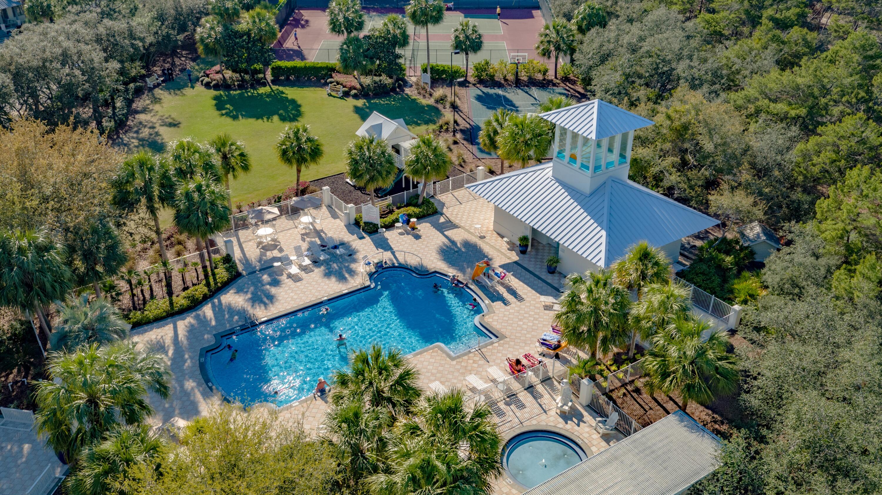 210 Village Way Panama City Beach, FL 32413 - Photo 53 of 56 an aerial view of a house with a yard swimming pool and outdoor seating