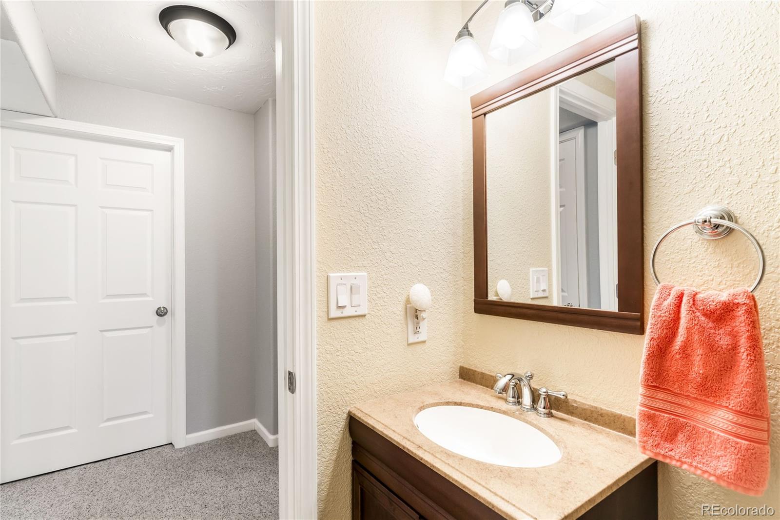 2013 Trail Ridge Drive Severance, CO 80615 - Photo 31 of 49 a bathroom with a sink vanity and mirror