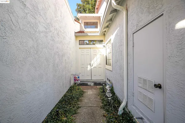 a hallway with wooden floor