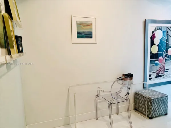a view of an entryway with furniture
