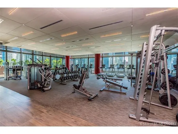 a view of a room with gym equipment