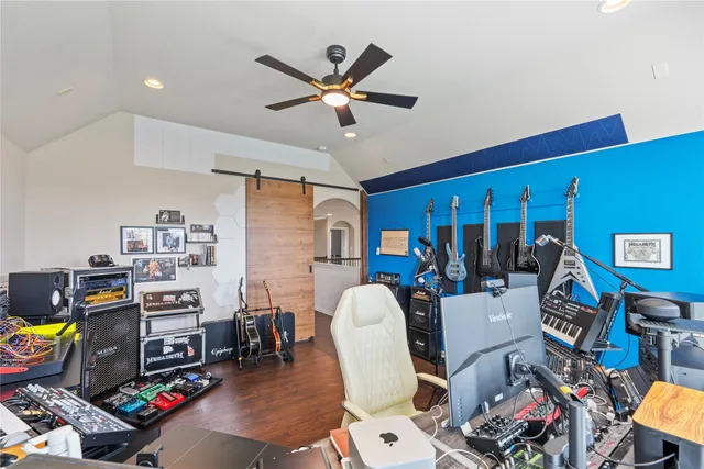 a room with gym equipment