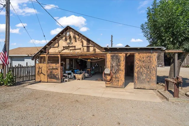 a view of a yard with a slide