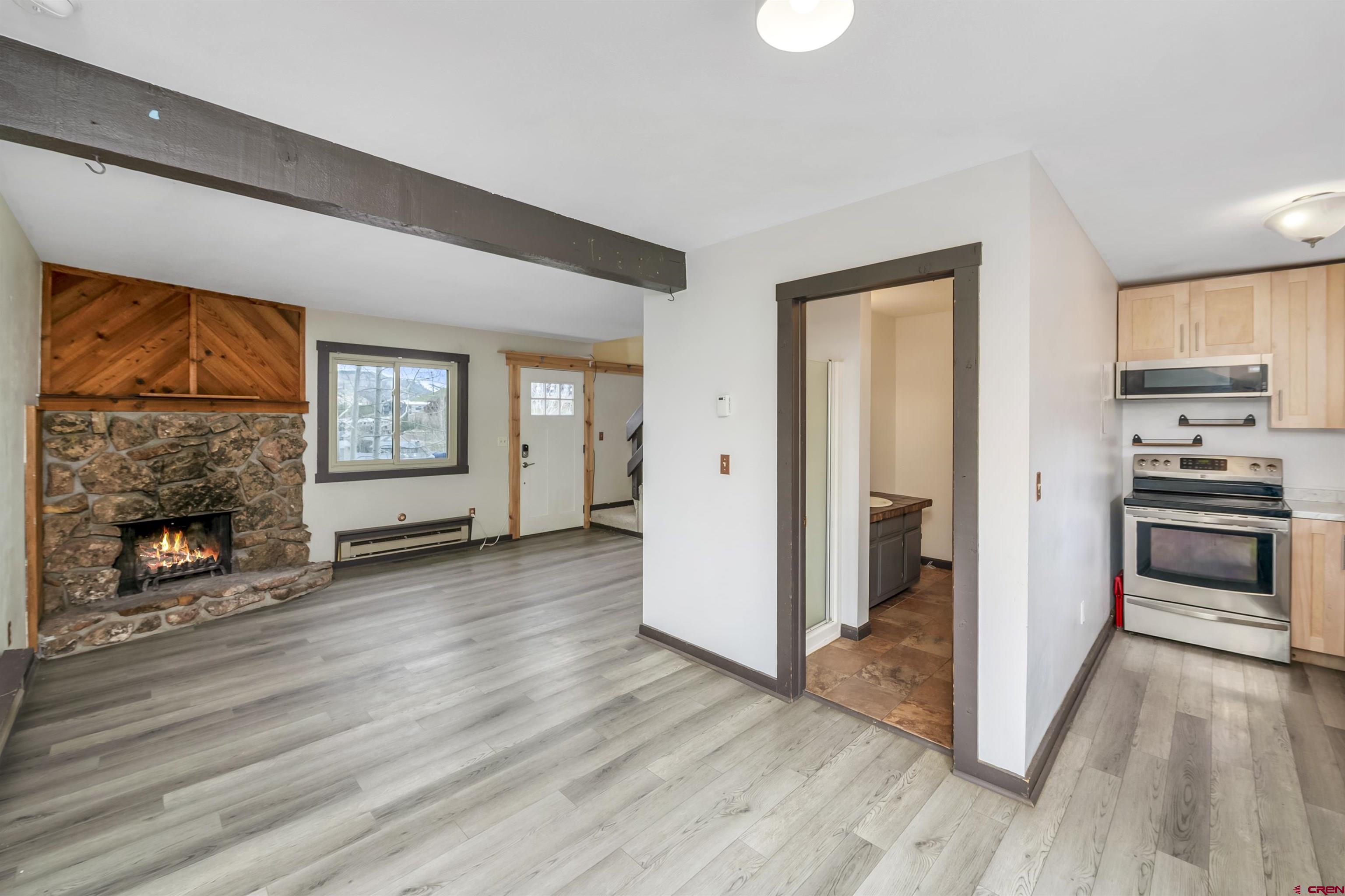 22 Castle Road, Unit 2 Crested Butte, CO 81225 - Photo 7 of 38 a view of a living room a window and a fireplace