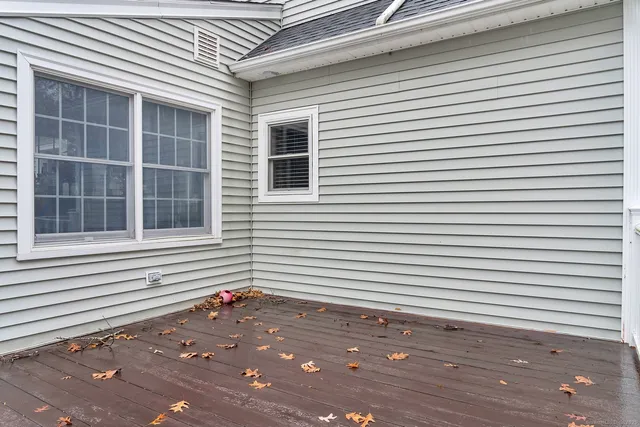 a view of a house with a white door