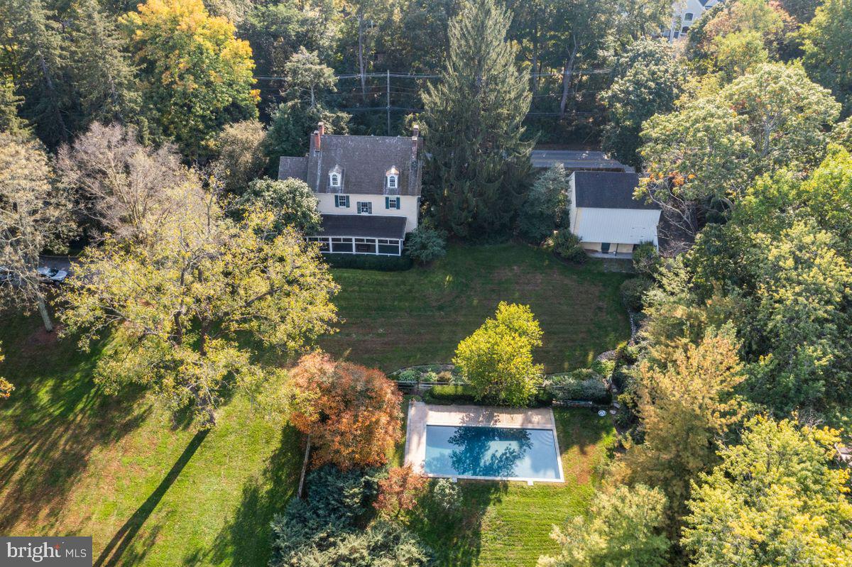 569 Conestoga Road Villanova, PA 19085 - Photo 48 of 52 Overhead View Of House, Stone Barn, And Pool
