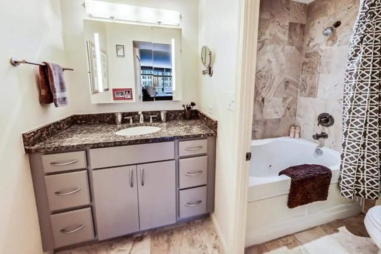 1430 North Astor Street, Unit 19C Chicago, IL 60610 - Photo 17 of 41 a bathroom with a sink and a mirror