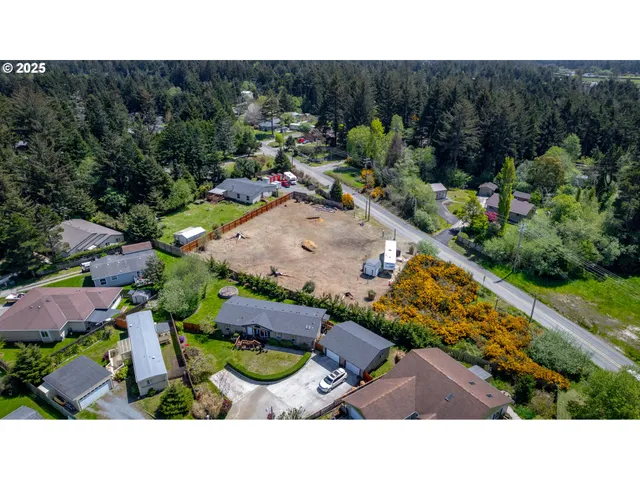 a aerial view of a house with a garden