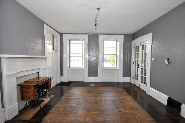 a kitchen with a sink and refrigerator