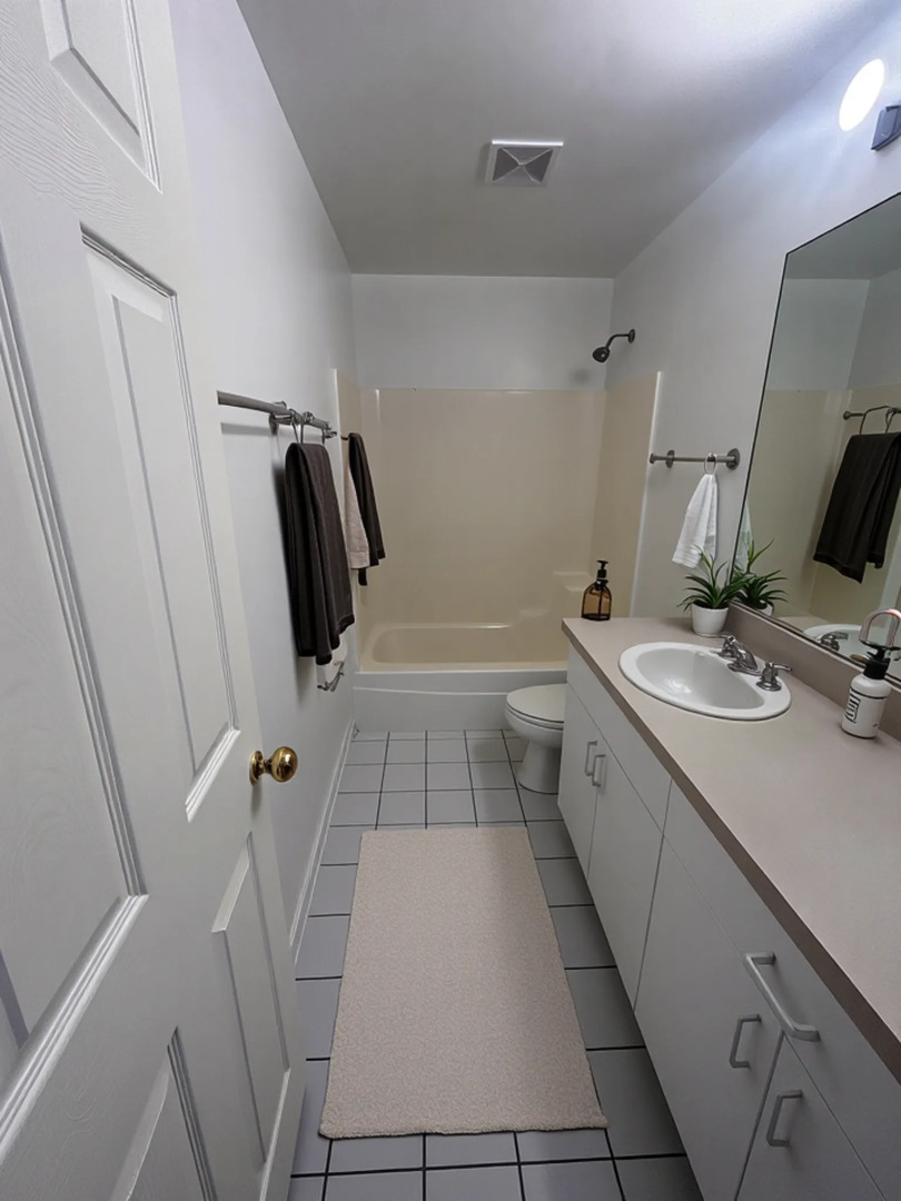 653 West Division Street, Unit B Chicago, IL 60610 - Photo 7 of 13 a bathroom with a sink a toilet a mirror and shower