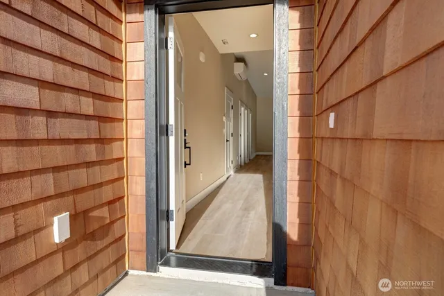 a view of wooden door