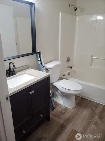 an empty room with a workbench