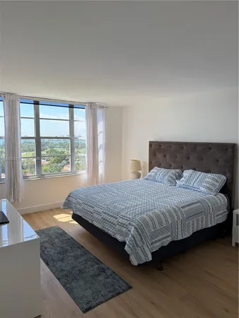 a bedroom with a bed and a television in it