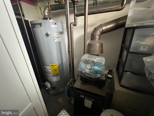 a close view of water heater room
