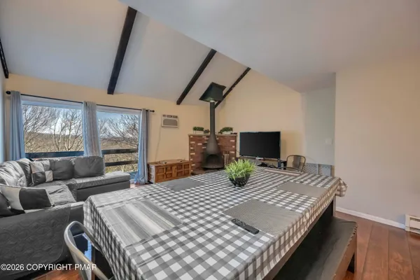 a living room with furniture and a couch