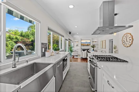 a kitchen with lots of counter top space