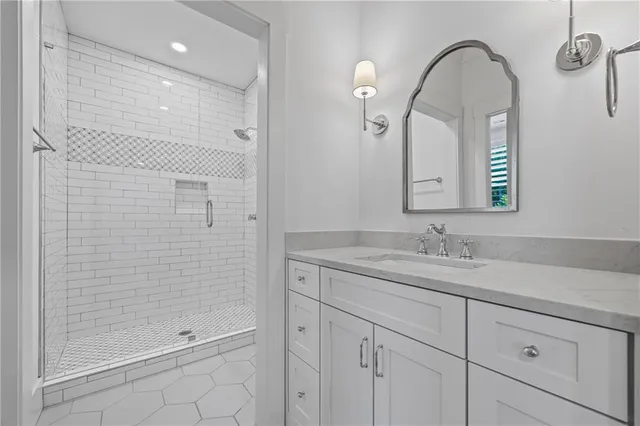 a bathroom with a bathtub