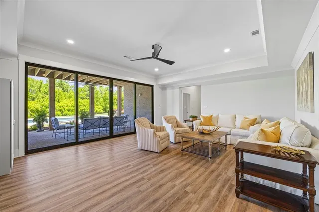 a view of swimming pool from a balcony