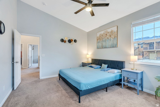 11007 Birch Creek Road South Jordan, UT 84095 - Photo 10 of 35 Soft neutral wall color and vaulted ceiling give this primary a open feel.