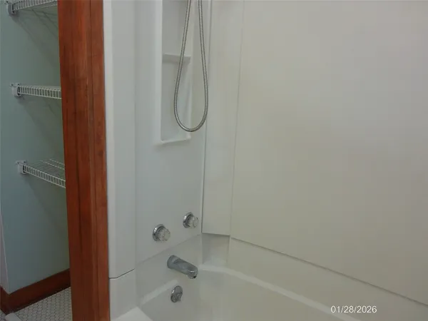 a bathroom with a bath tub and a shower