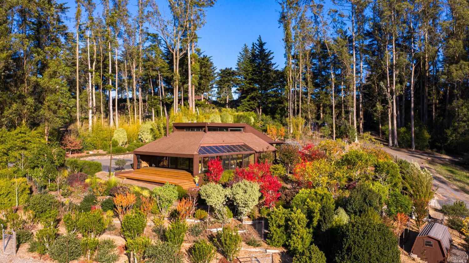 a view of a backyard with swimming pool