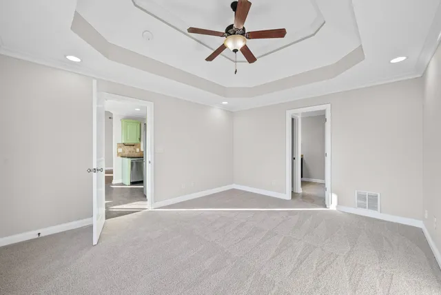 a view of livingroom with hardwood floor and ceiling fan