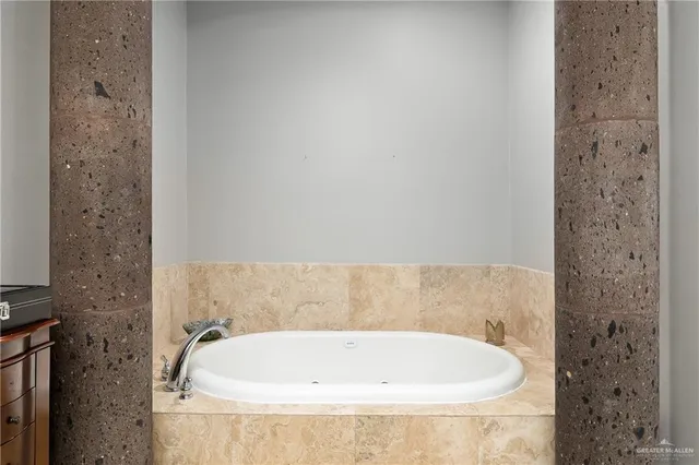 a bathroom with a bathtub