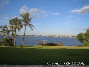 a view of a lake with a big yard