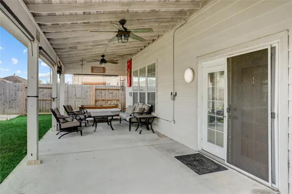 a outdoor space with lots of tables and chairs