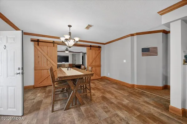 a workspace with wooden floor