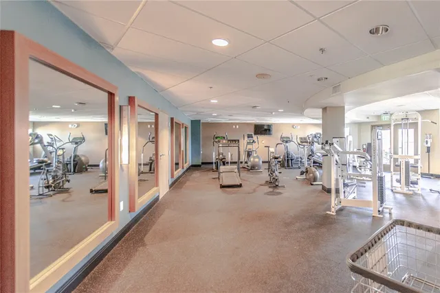 a view of a room with gym equipment