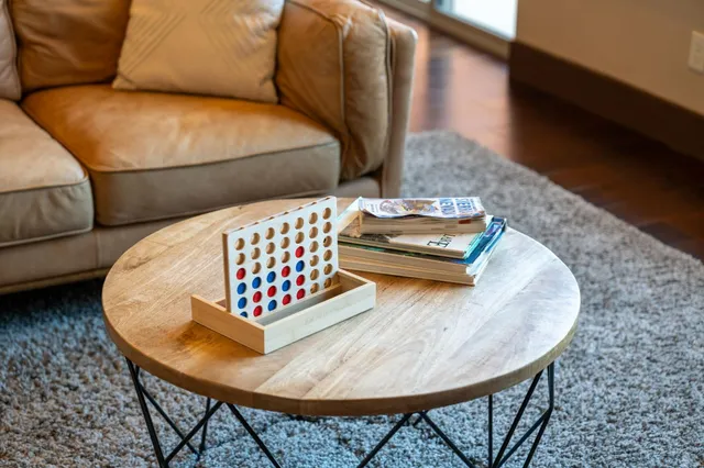 a living room with furniture