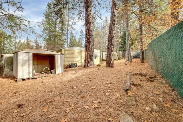 a view of a yard covered in snow
