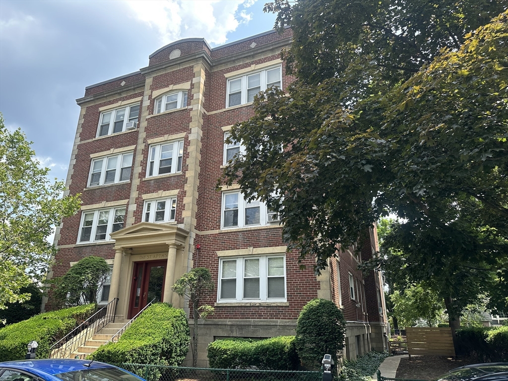 a front view of a building