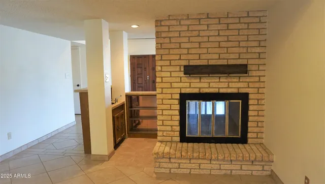 a view of a fireplace in a room