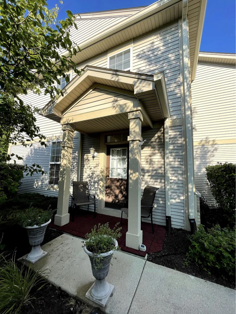 a view of a porch with patio