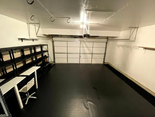 a view of a room with racks on the wall