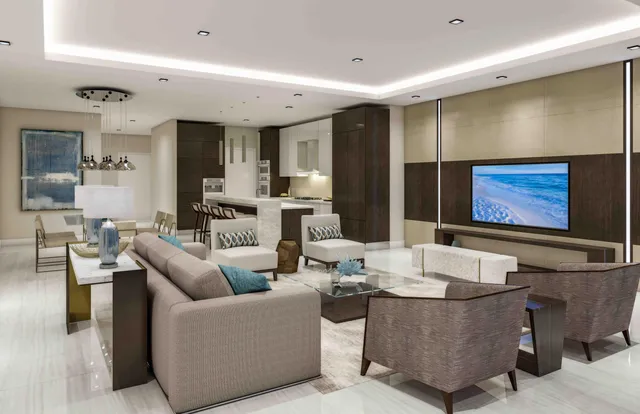 a living room with fireplace furniture and a flat screen tv