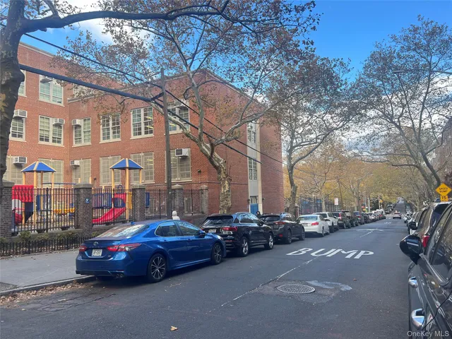 a car parked in front of a building