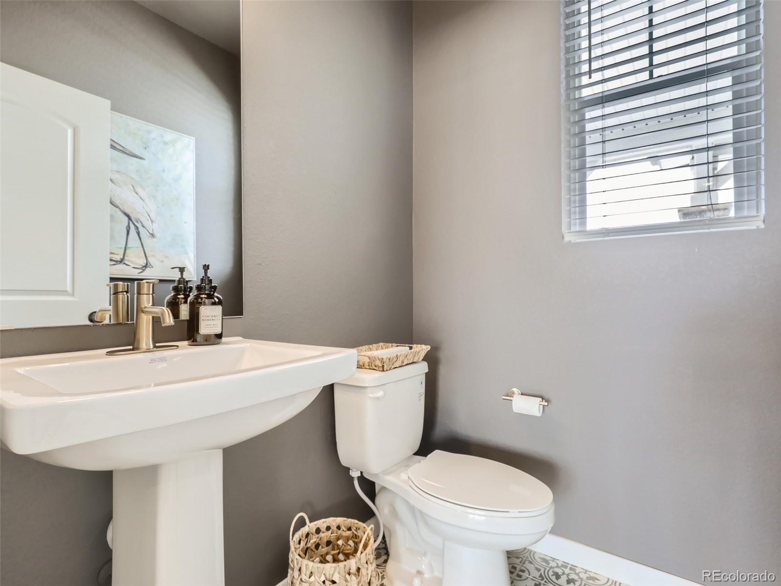 4495 Riviera Court Aurora, CO 80019 - Photo 9 of 28 a bathroom with a sink a toilet and mirror
