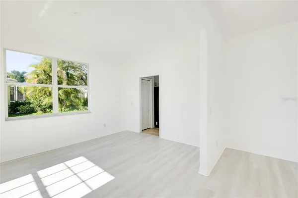 an empty room with windows