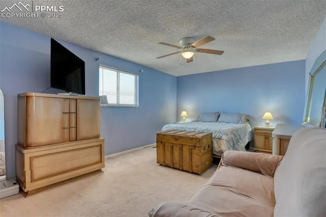 a room with a bed and furniture