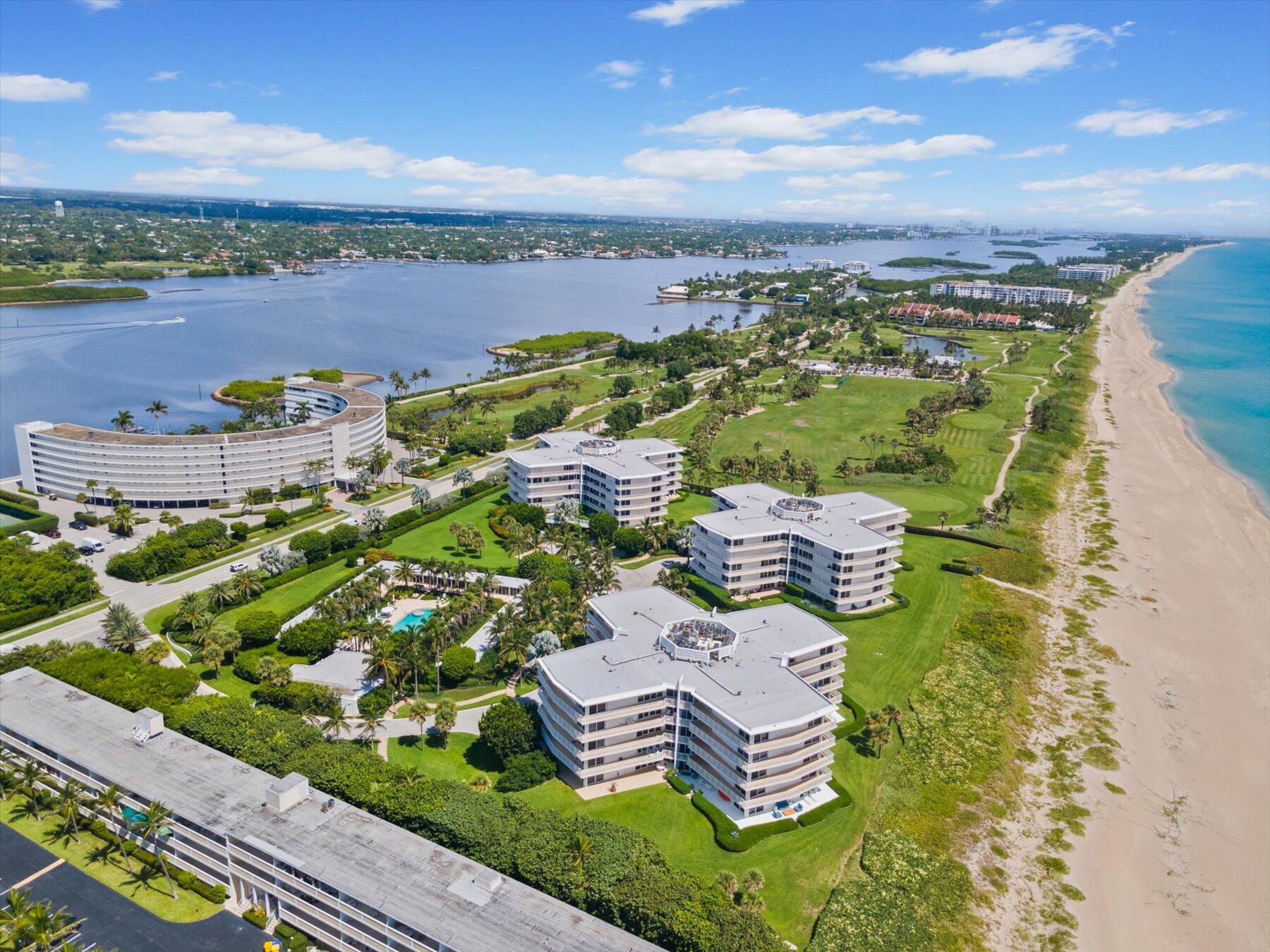2500 South Ocean Boulevard, Unit 3A3 Palm Beach, FL 33480 - Photo 34 of 39 an aerial view of a house with a garden and lake view
